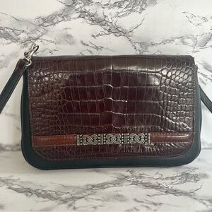 Brighton Bag Crossbody Envelope Brown Croc Leather wallet on chain classic